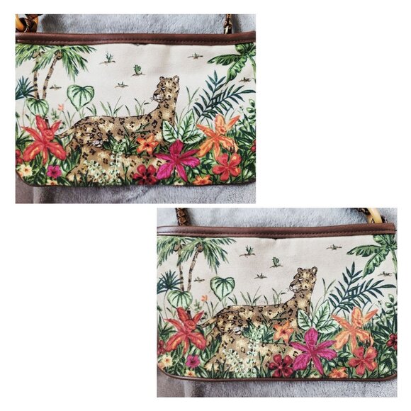 Avon Jungle Oasis Charming Tote & Matching Pouch Set-Leopards Tropical Print - Picture 12 of 16